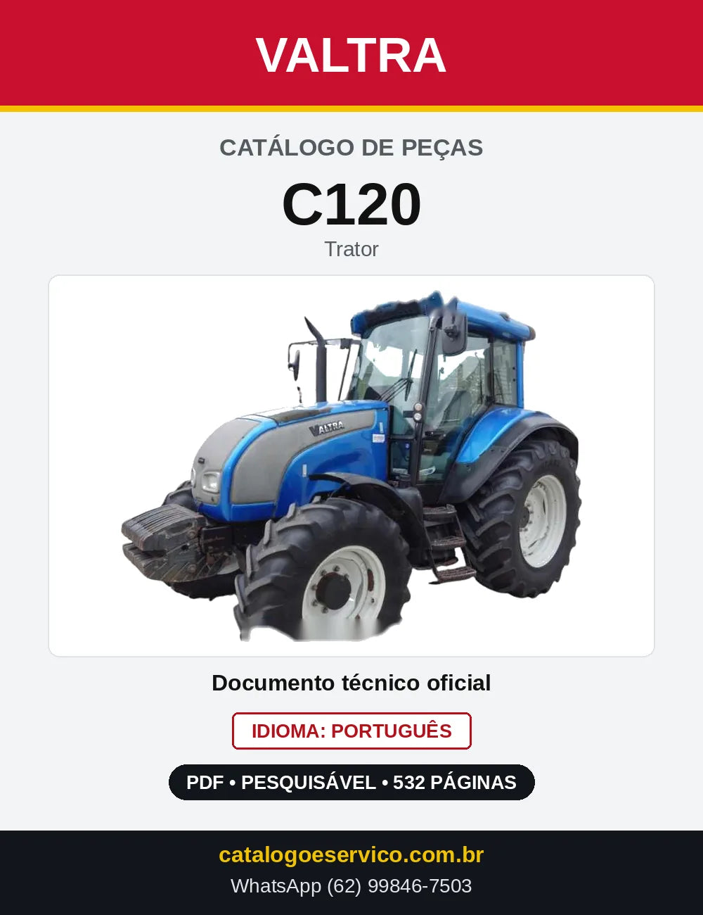 Capa do Catálogo de Peças Valtra C120 — Trator