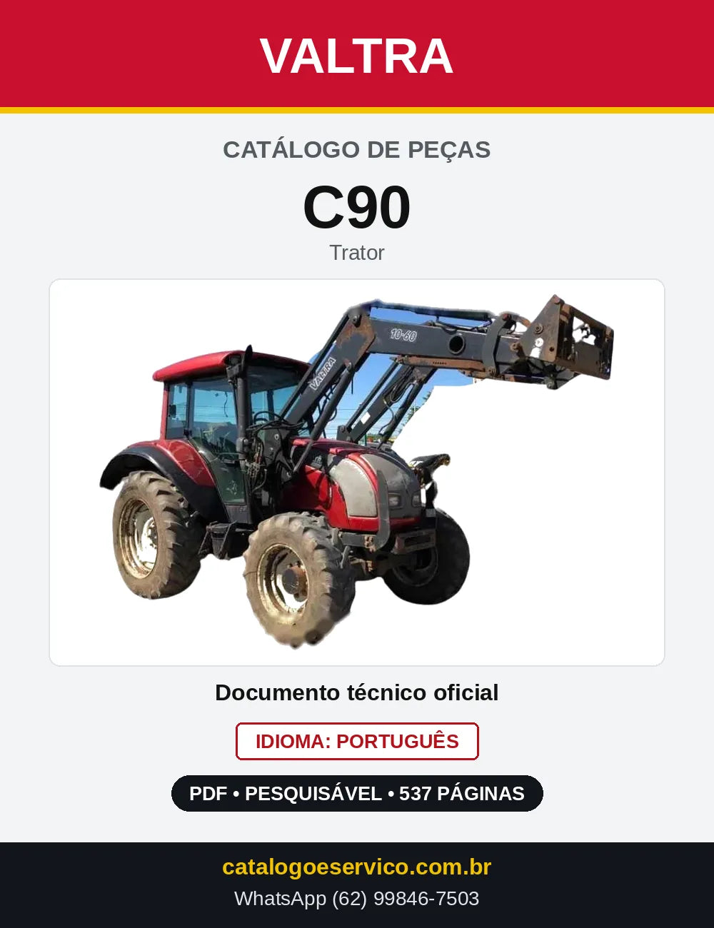 Capa do Catálogo de Peças Valtra C90 — Trator