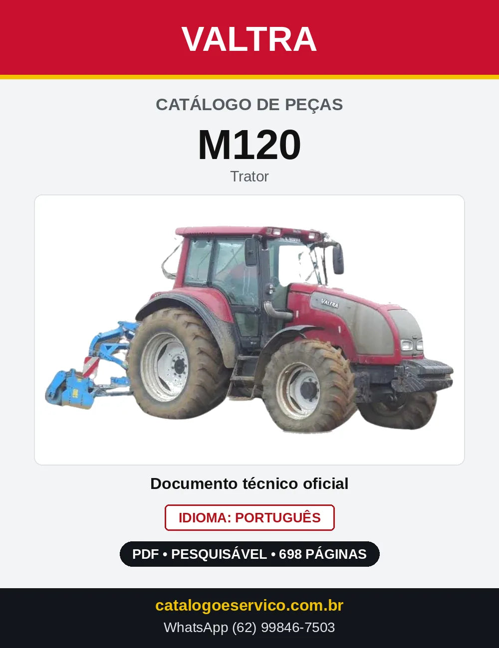 Capa do Catálogo de Peças Valtra M120 — Trator