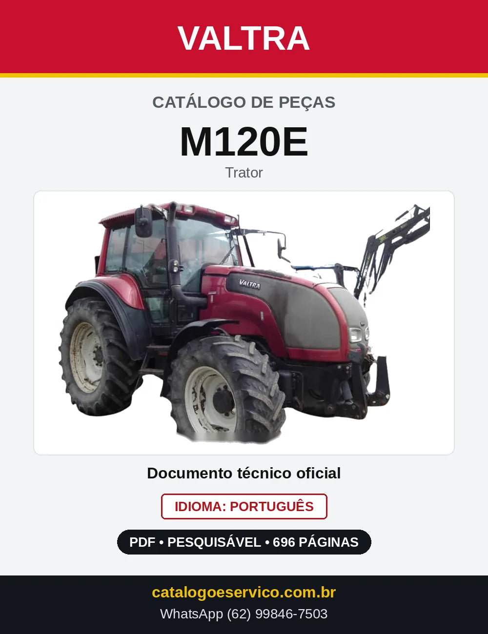 Capa do Catálogo de Peças Valtra M120E — Trator