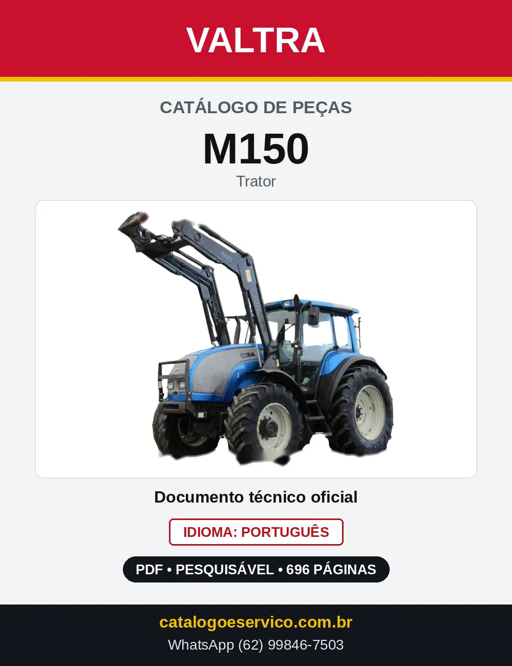 Capa do Catálogo de Peças Valtra M150 — Trator