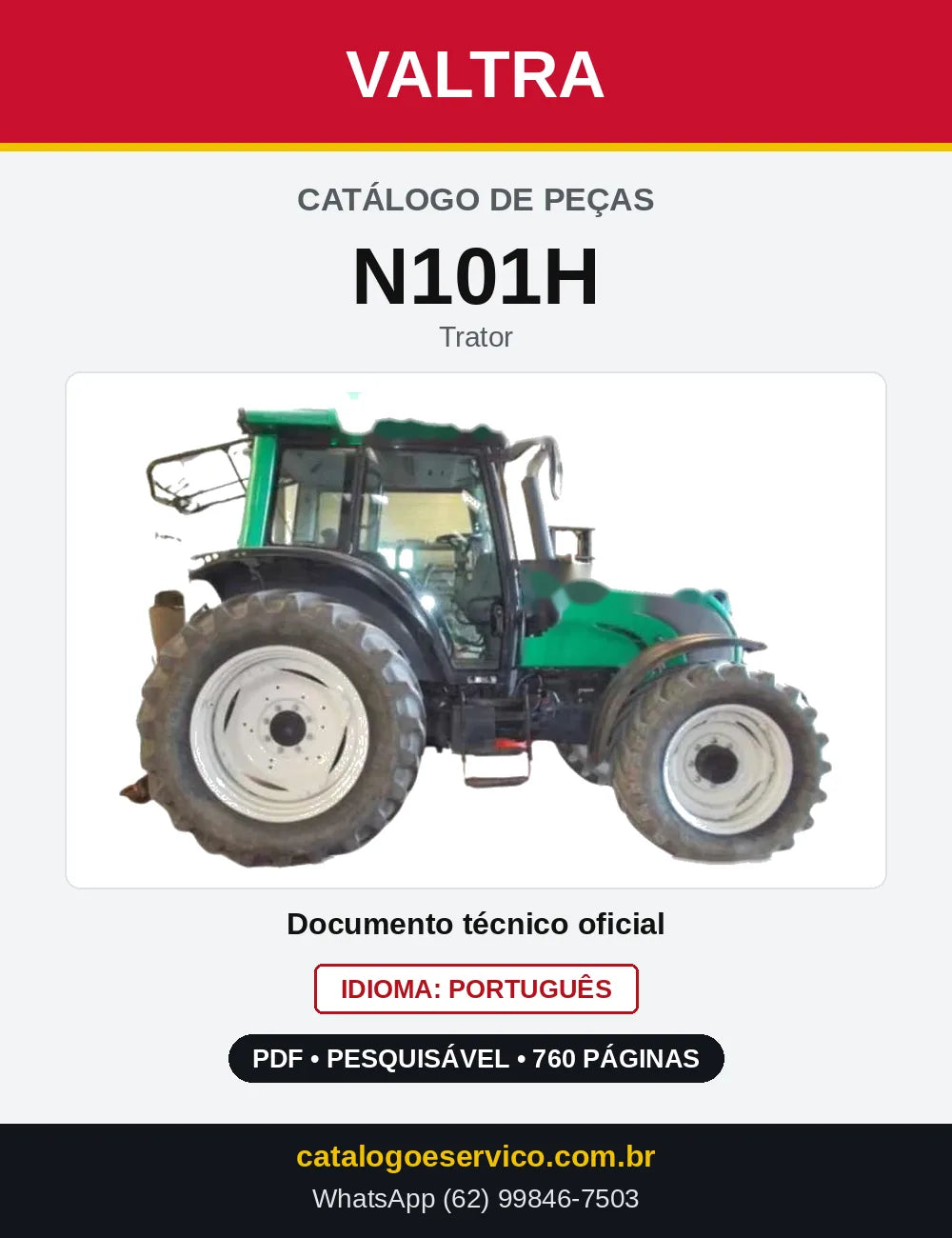 Capa do Catálogo de Peças Valtra N101H — Trator