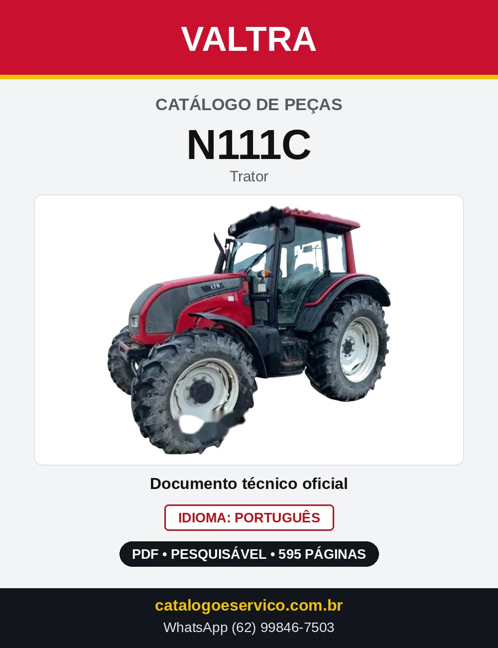 Capa do Catálogo de Peças Valtra N111C — Trator