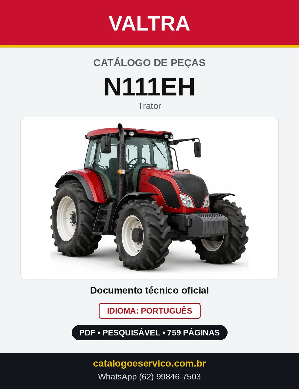 Capa do Catálogo de Peças Valtra N111EH — Trator