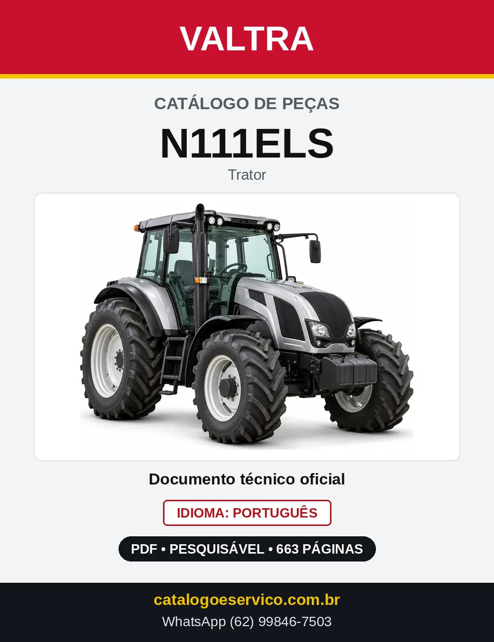 Capa do Catálogo de Peças Valtra N111ELS — Trator