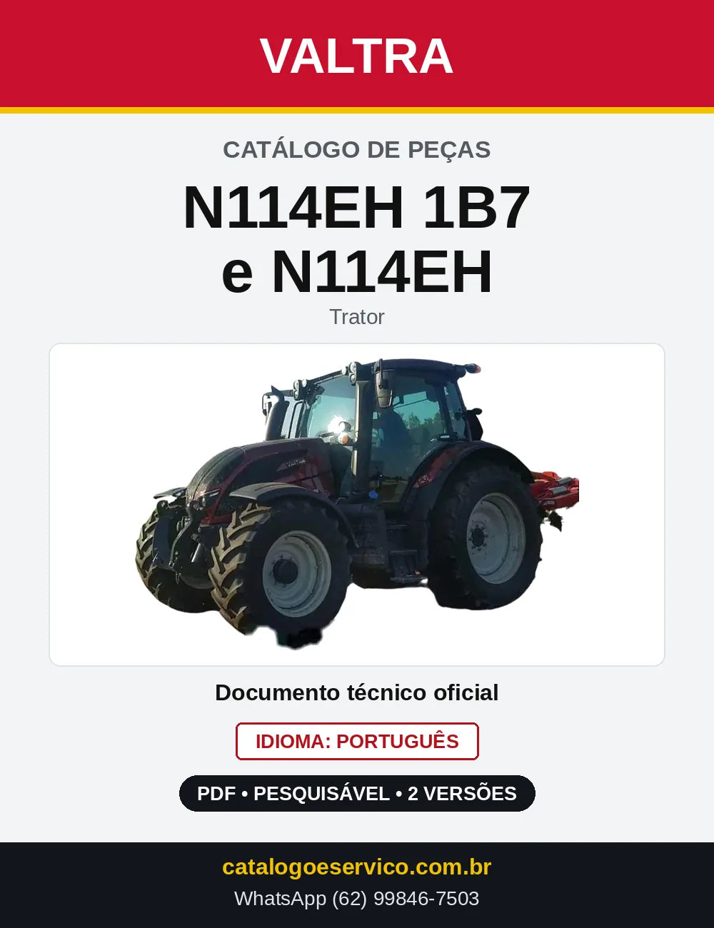 Capa do Catálogo de Peças Valtra N114EH — Trator
