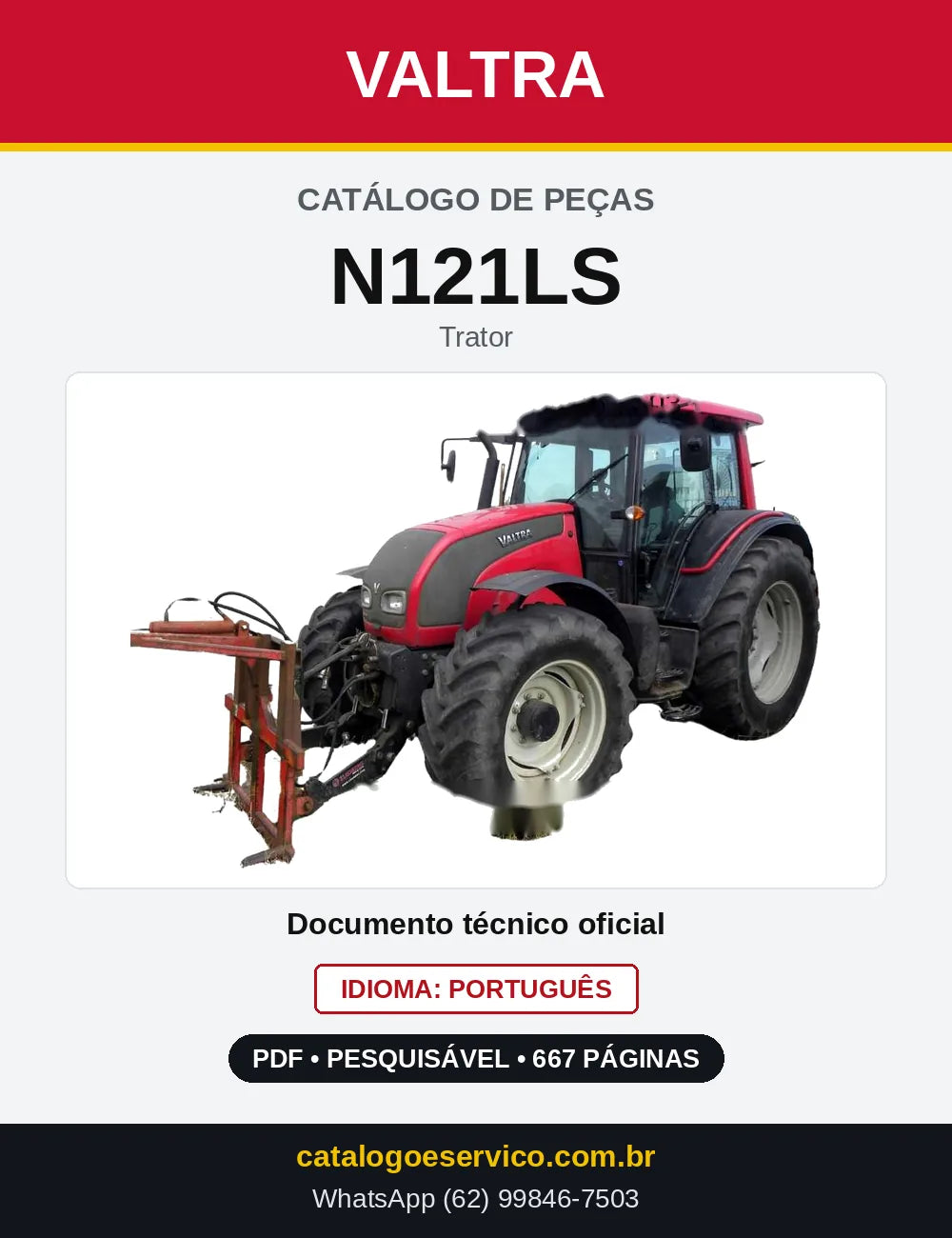 Capa do Catálogo de Peças Valtra N121LS — Trator