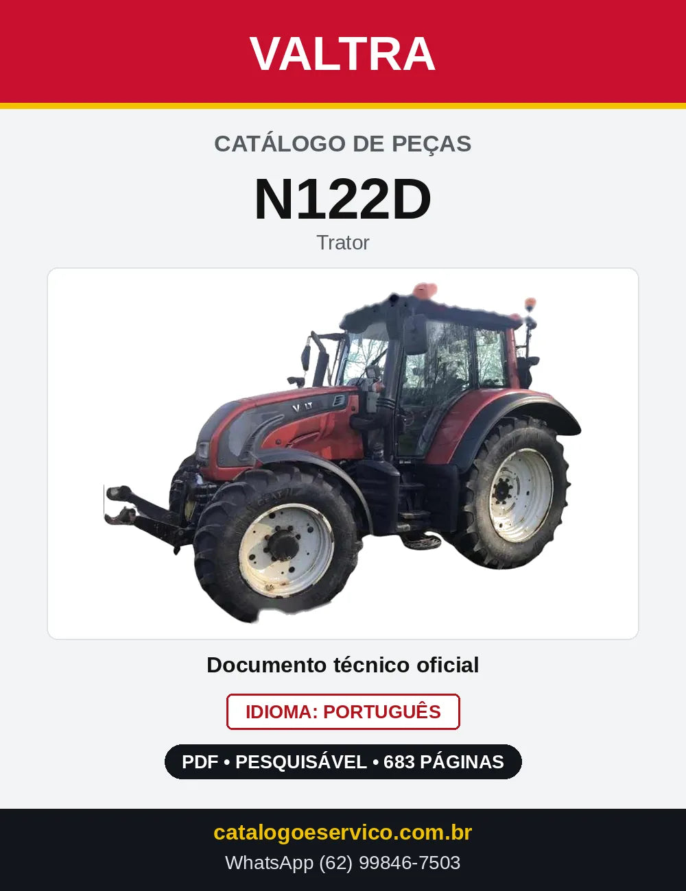 Capa do Catálogo de Peças Valtra N122D — Trator