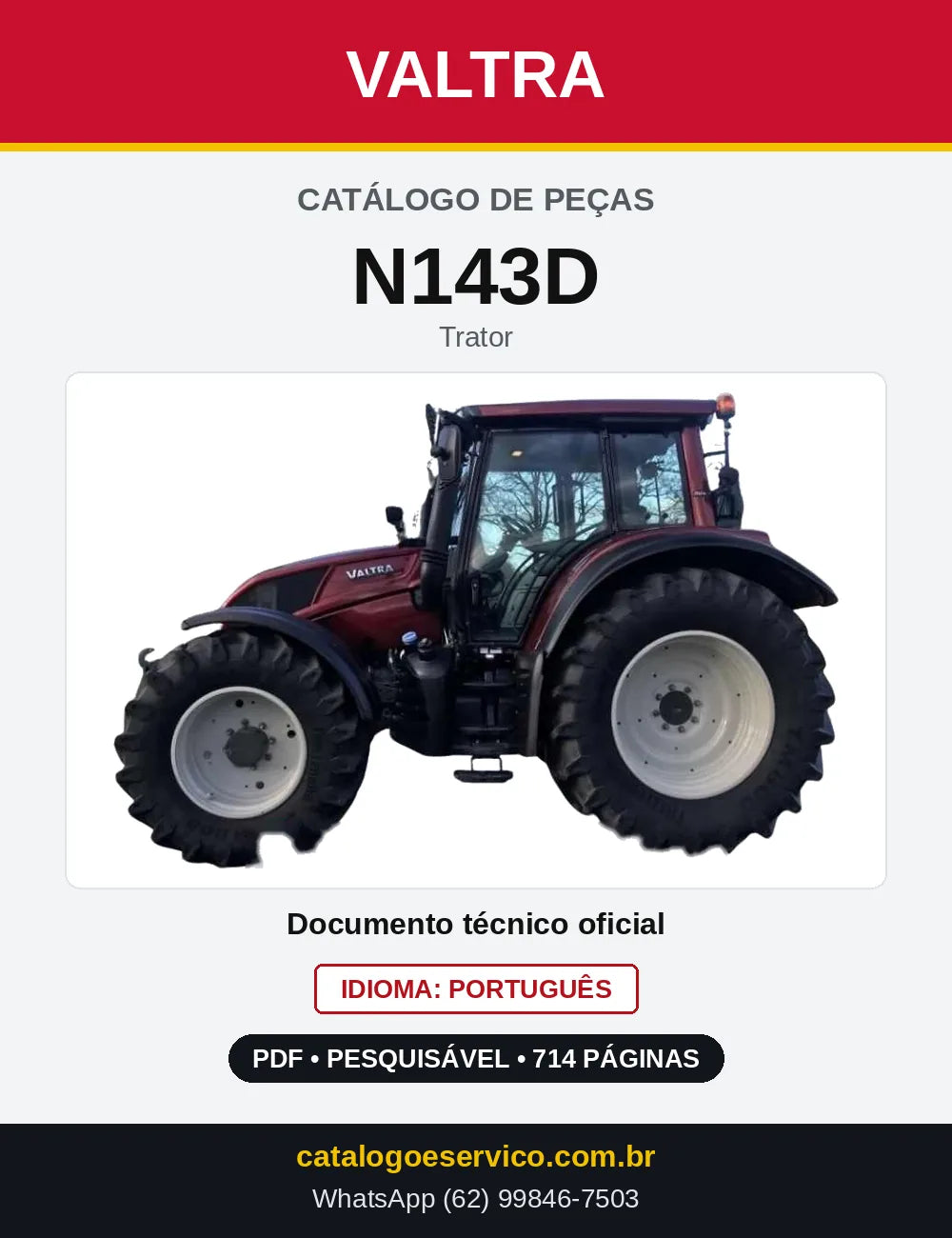 Capa do Catálogo de Peças Valtra N143D — Trator