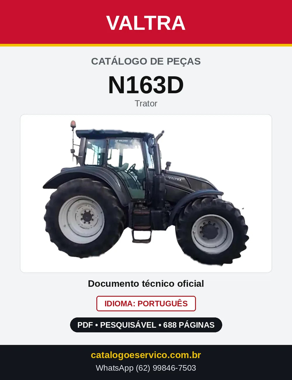 Capa do Catálogo de Peças Valtra N163D — Trator