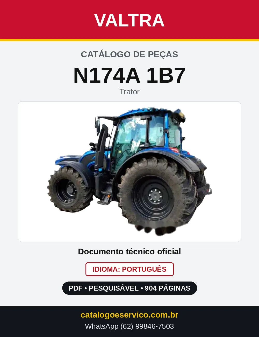 Capa do Catálogo de Peças Valtra N174A 1B7 — Trator