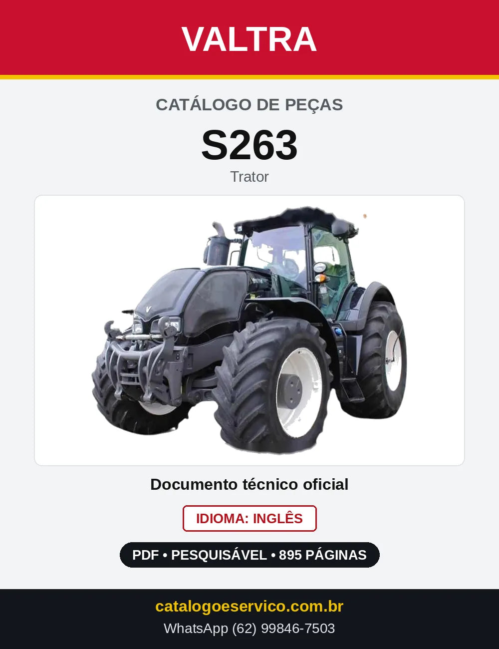 Capa do Catálogo de Peças Valtra S263 — Trator
