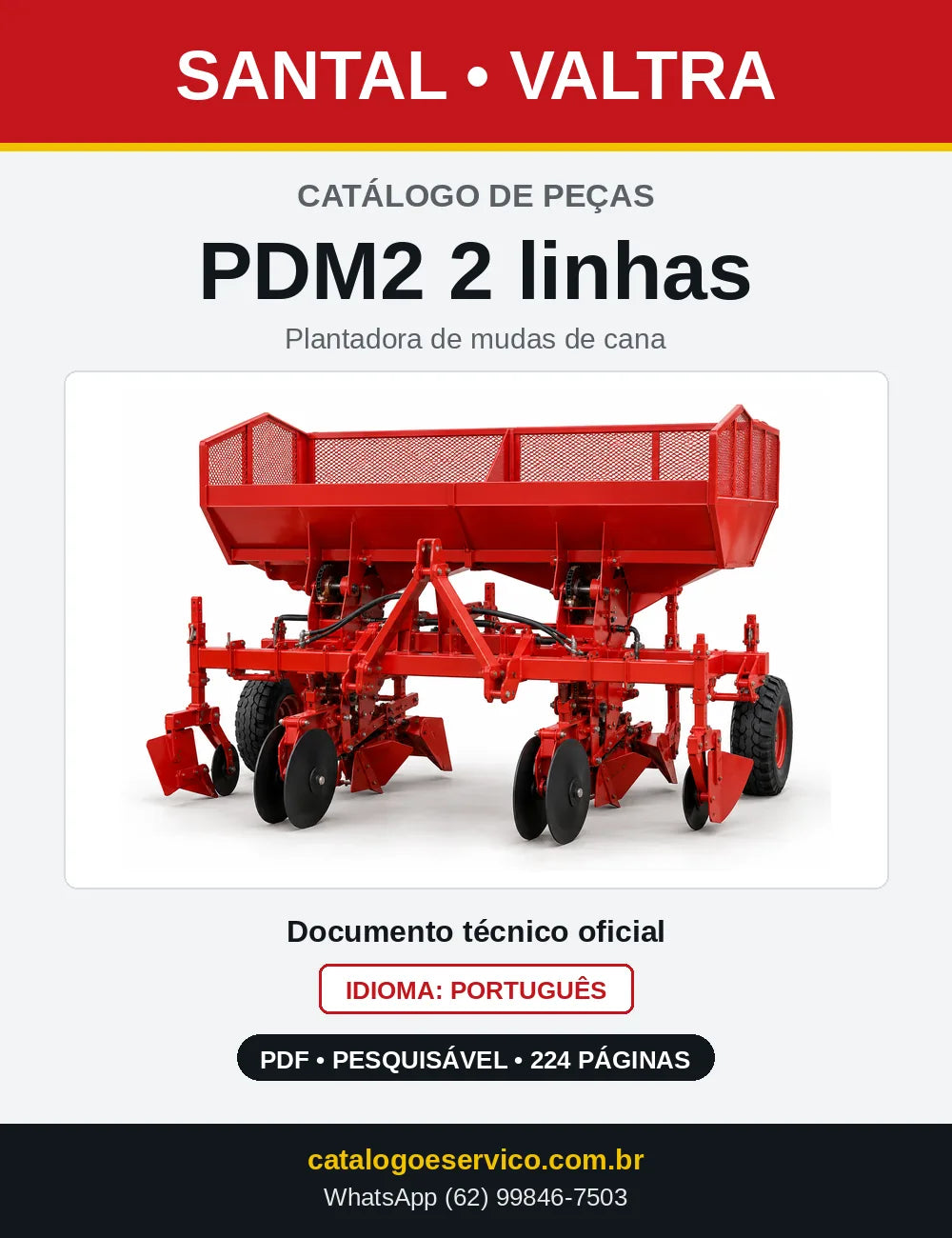 Capa do catálogo de peças Santal Valtra PDM2 2 linhas em PDF