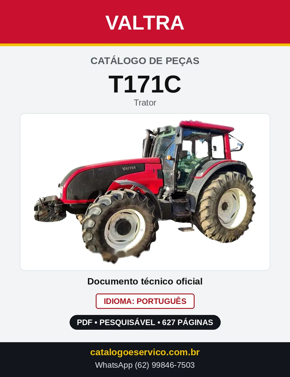 Capa do Catálogo de Peças Valtra T171C — Trator