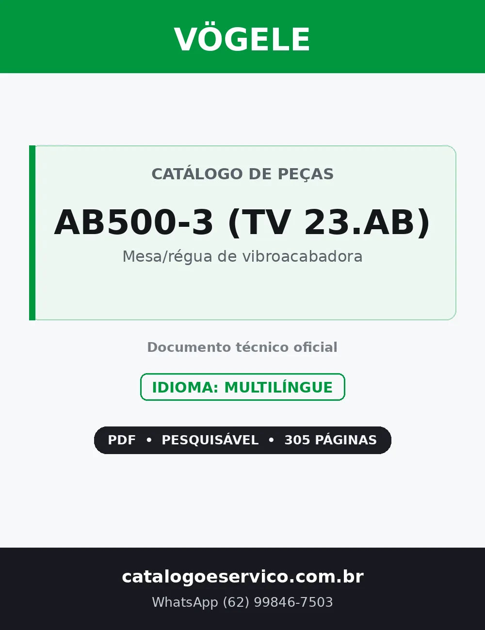Capa — Catálogo de Peças Vögele AB500-3 (TV 23.AB)