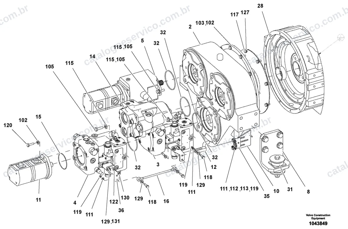 Vista explodida – motor – Catálogo de Peças Volvo ABG4371