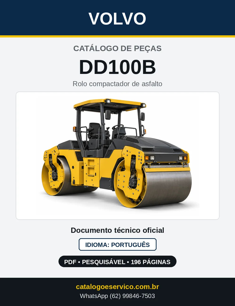Capa do Catálogo de Peças Volvo DD100B – rolo compactador de asfalto