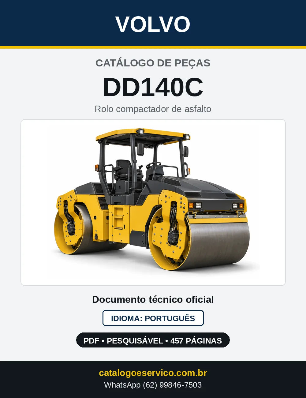 Capa do Catálogo de Peças Volvo DD140C – rolo compactador de asfalto