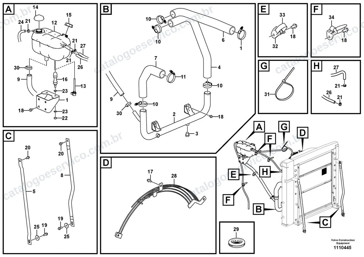 Vista explodida – motor – Catálogo de Peças Volvo EC200E AG