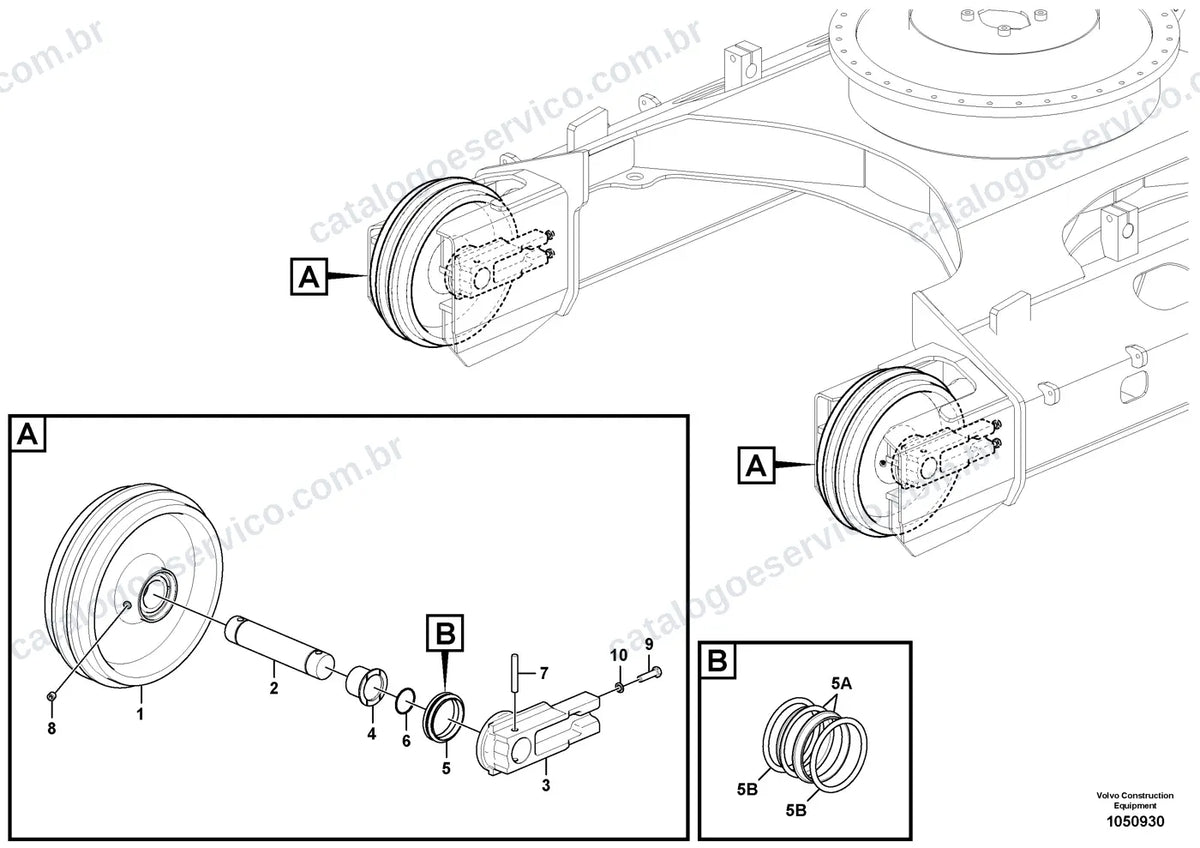 Vista explodida – chassi e material rodante – Catálogo de Peças Volvo EC200E AG