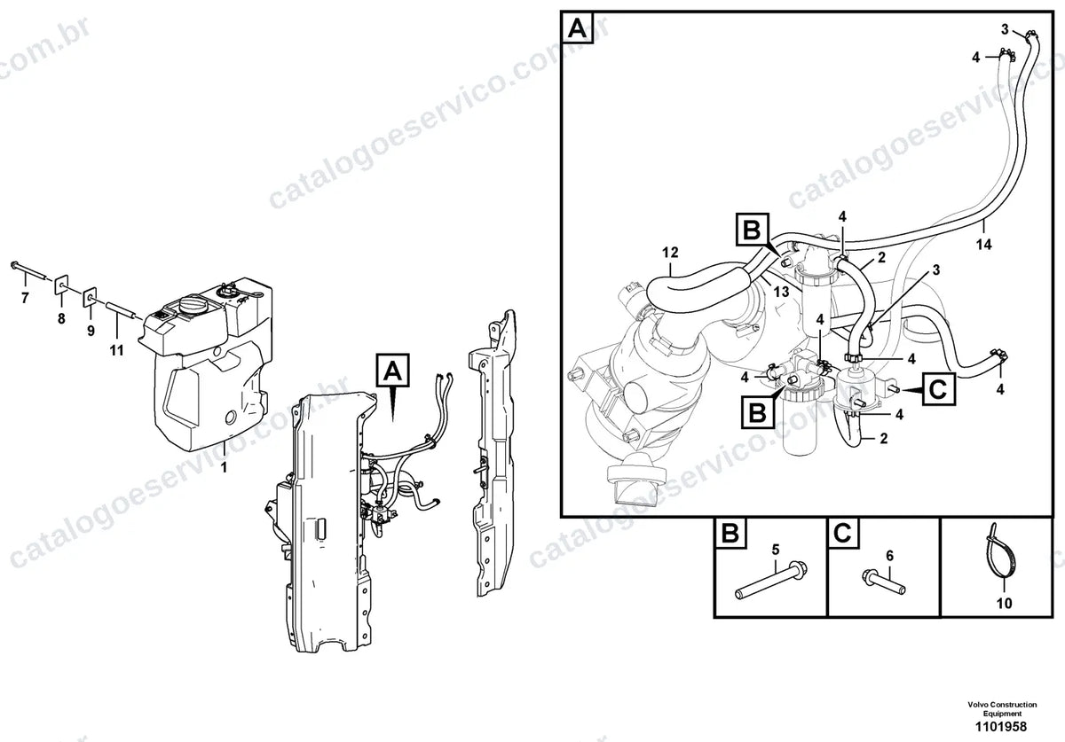 Vista explodida – motor – Catálogo de Peças Volvo EC20E