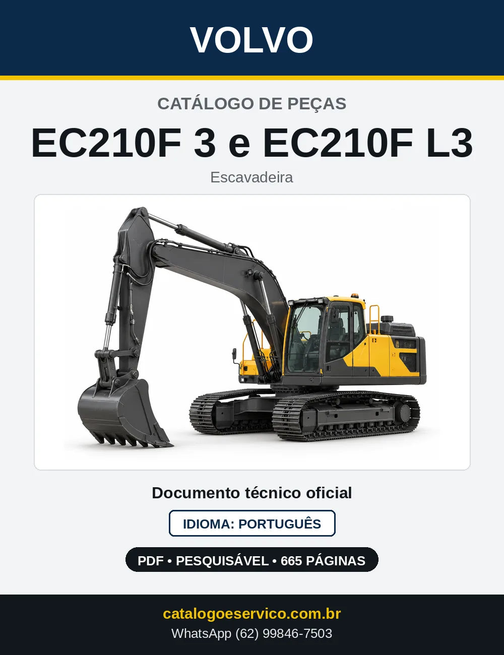 Capa do Catálogo de Peças Volvo EC210F 3 e EC210F L3 – escavadeira