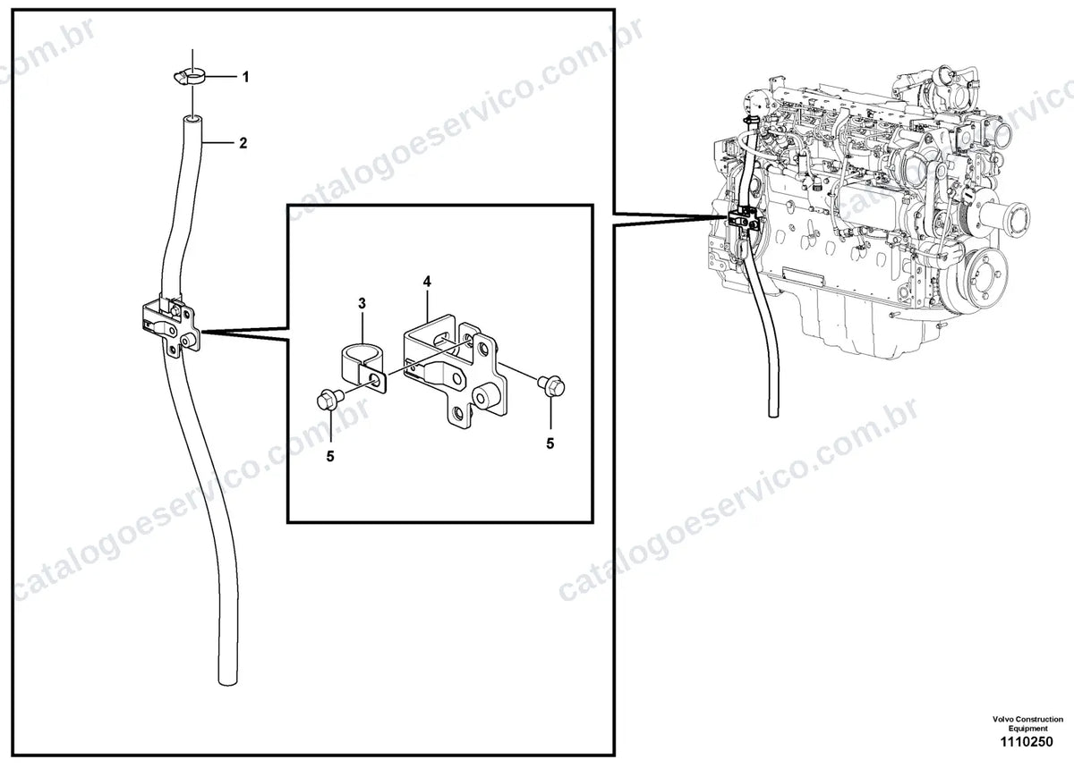 Vista explodida – motor – Catálogo de Peças Volvo EC220E LS e EC220E LHDS