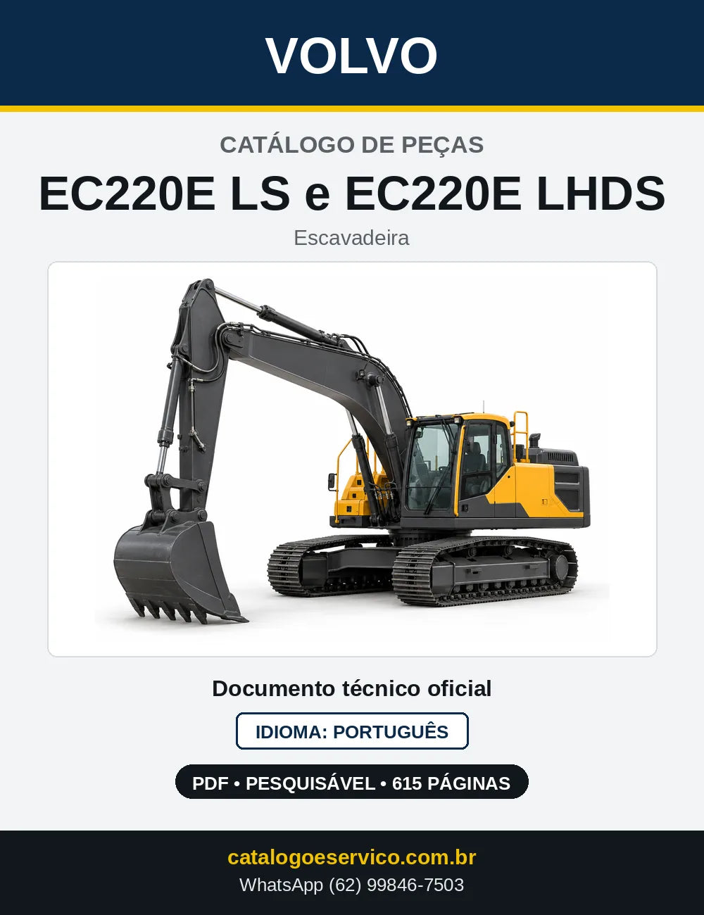 Capa do Catálogo de Peças Volvo EC220E LS e EC220E LHDS – escavadeira
