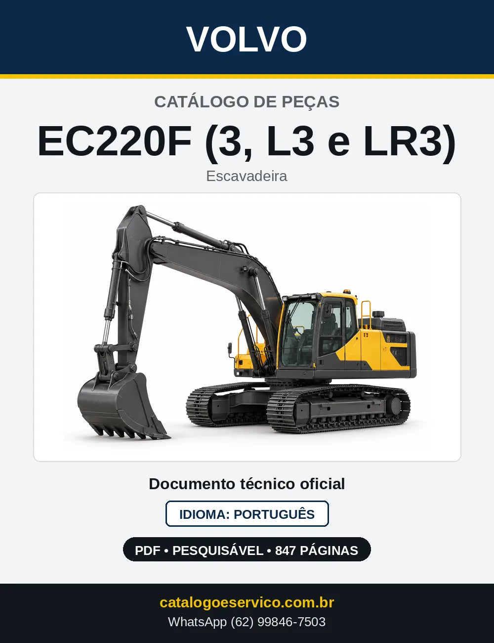 Capa do Catálogo de Peças Volvo EC220F (3, L3 e LR3) – escavadeira