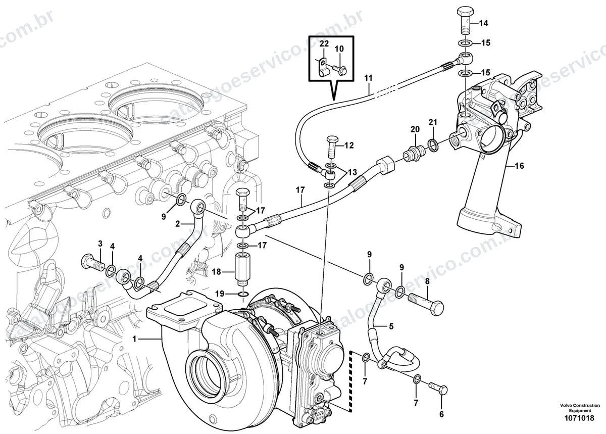 Vista explodida – motor – Catálogo de Peças Volvo EC400F HR5
