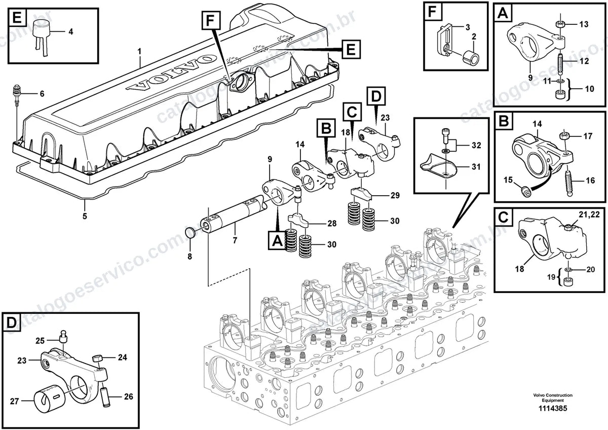 Vista explodida – motor – Catálogo de Peças Volvo EC500F (L3, L5, LR3 e LR5)