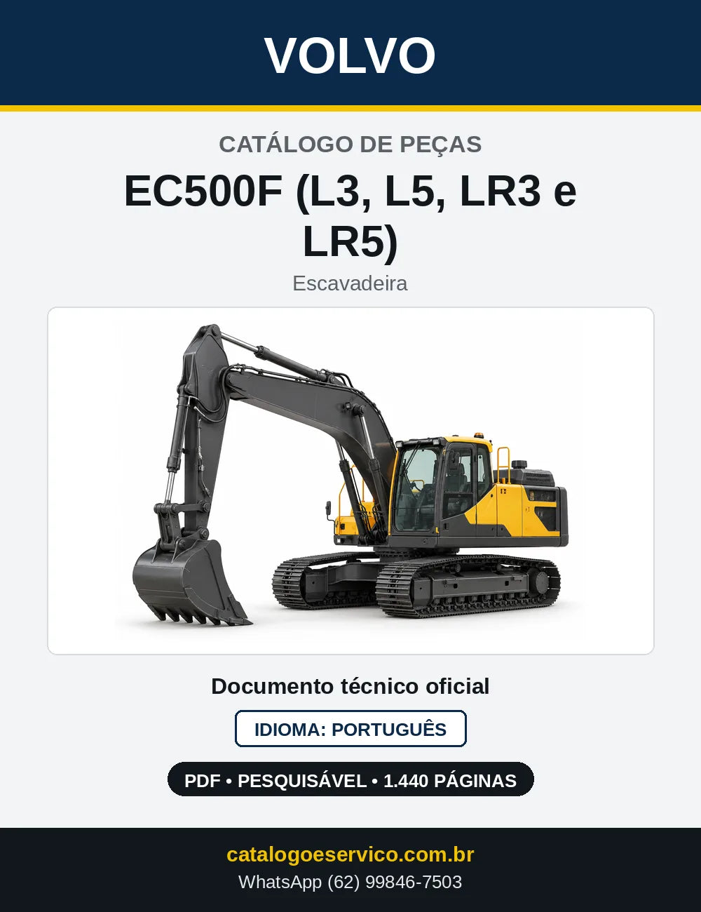 Capa do Catálogo de Peças Volvo EC500F (L3, L5, LR3 e LR5) – escavadeira