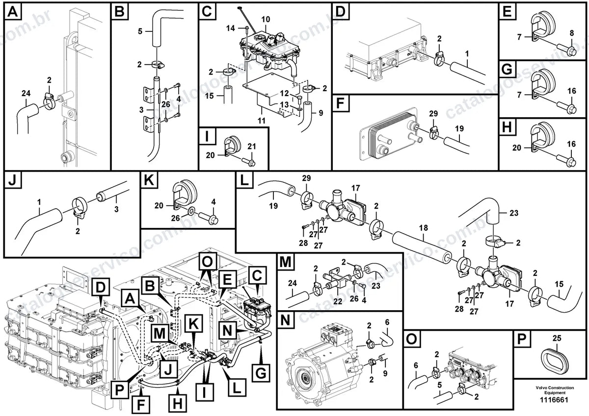 Vista explodida – motor – Catálogo de Peças Volvo EC55 Electric