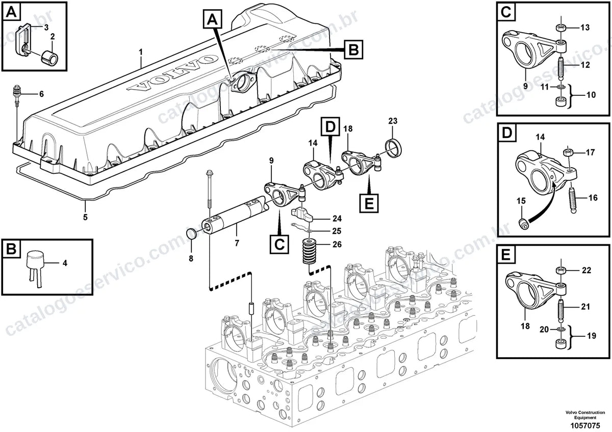 Vista explodida – motor – Catálogo de Peças Volvo EC550E (L, LC4, LHB e LHBC4)