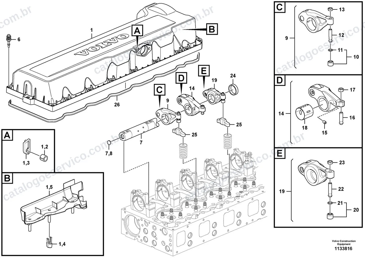 Vista explodida – motor – Catálogo de Peças Volvo EC650E LC4