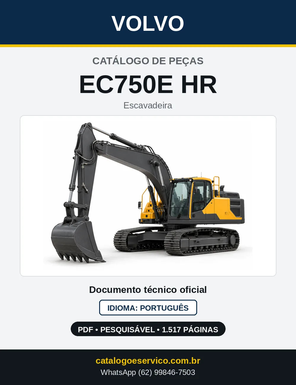 Capa do Catálogo de Peças Volvo EC750E HR – escavadeira