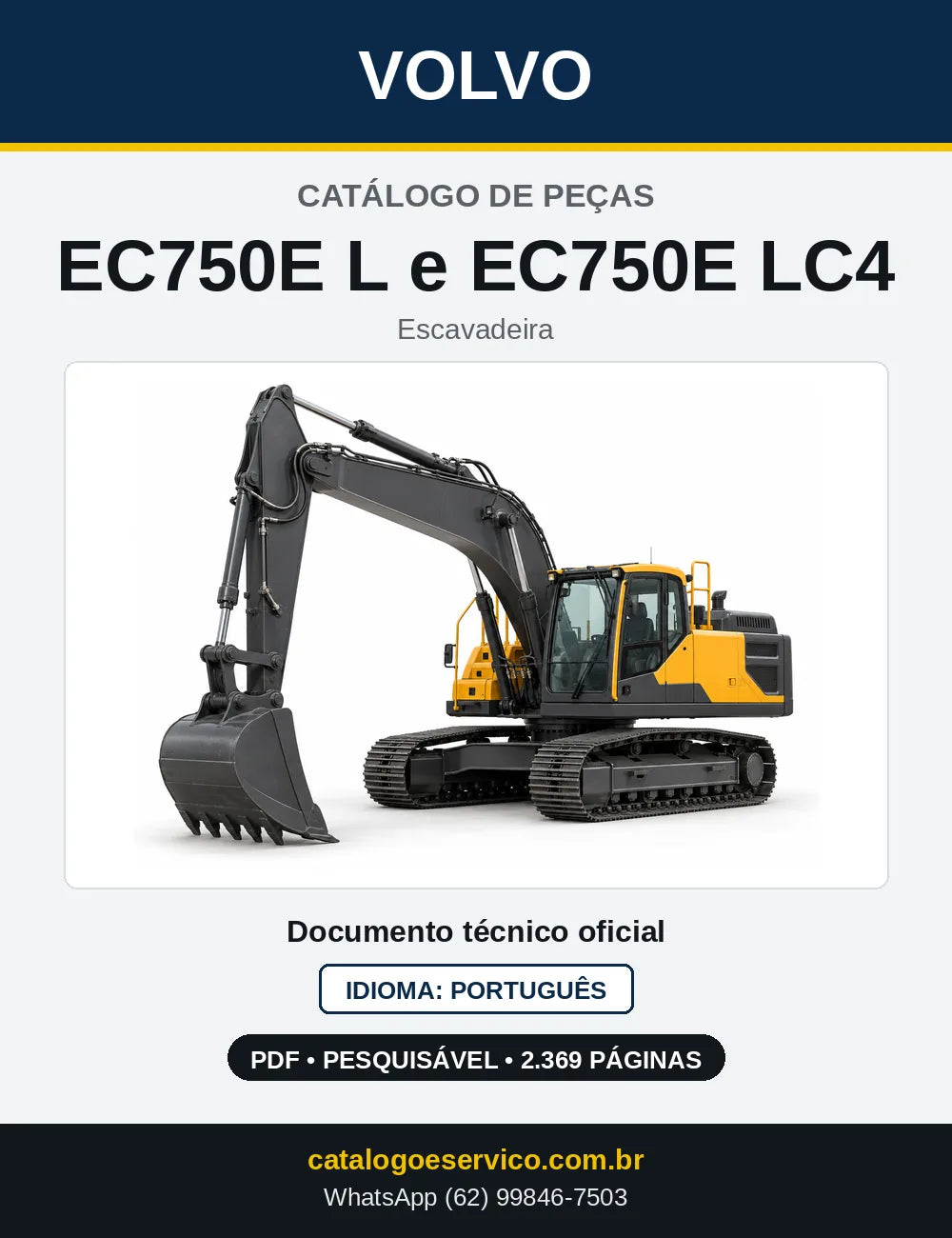 Capa do Catálogo de Peças Volvo EC750E L e EC750E LC4 – escavadeira