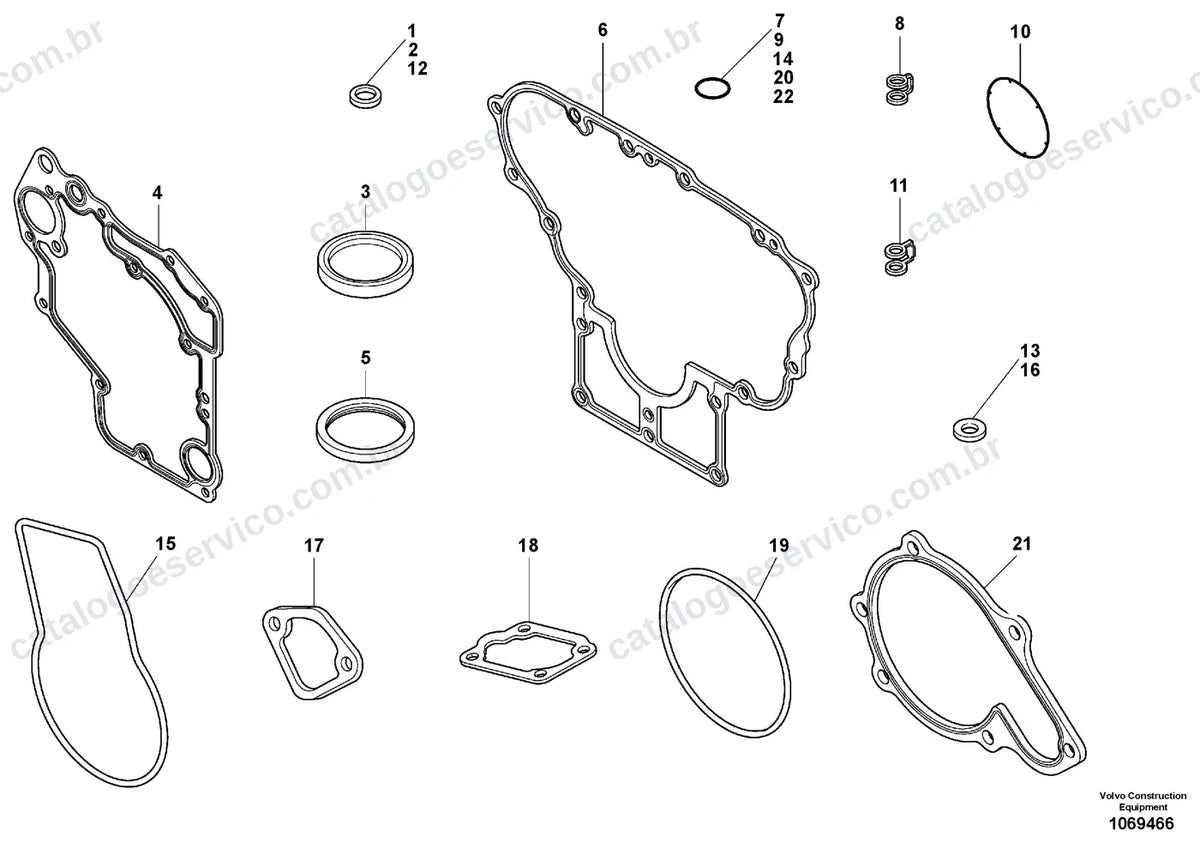 Vista explodida – motor – Catálogo de Peças Volvo EC75D