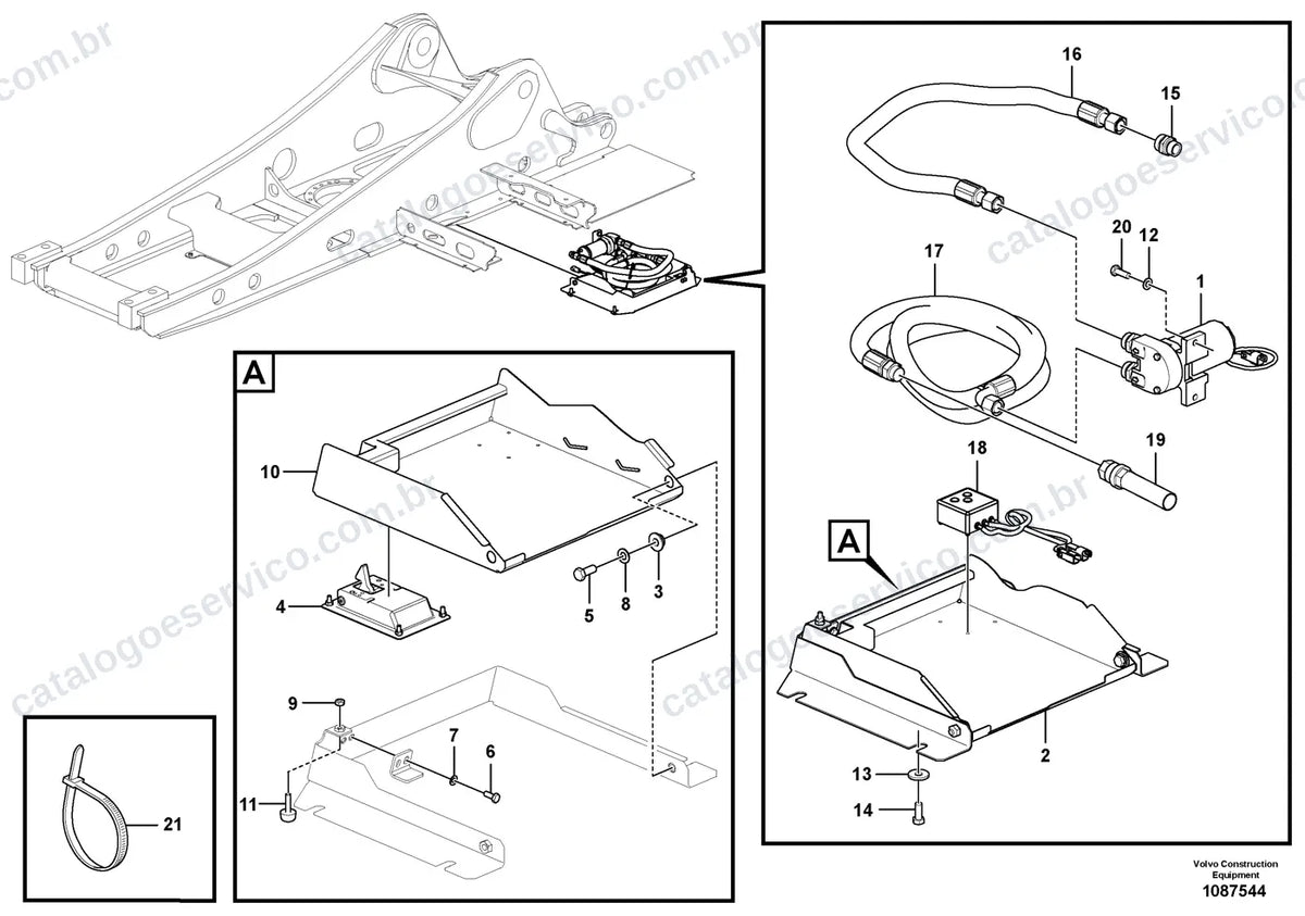 Vista explodida – motor – Catálogo de Peças Volvo EW220E