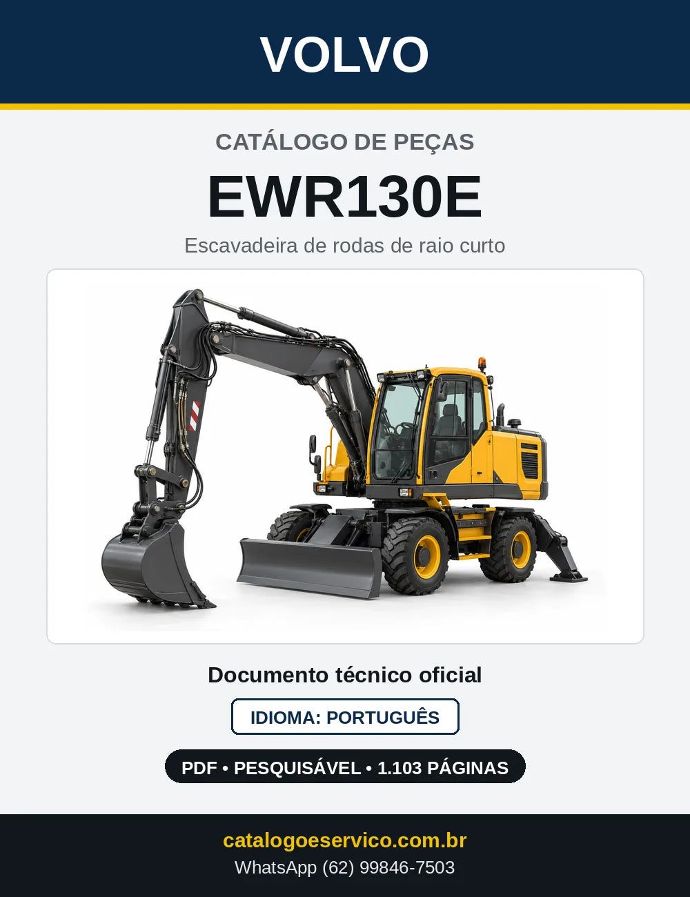 Capa do Catálogo de Peças Volvo EWR130E – escavadeira de rodas de raio curto