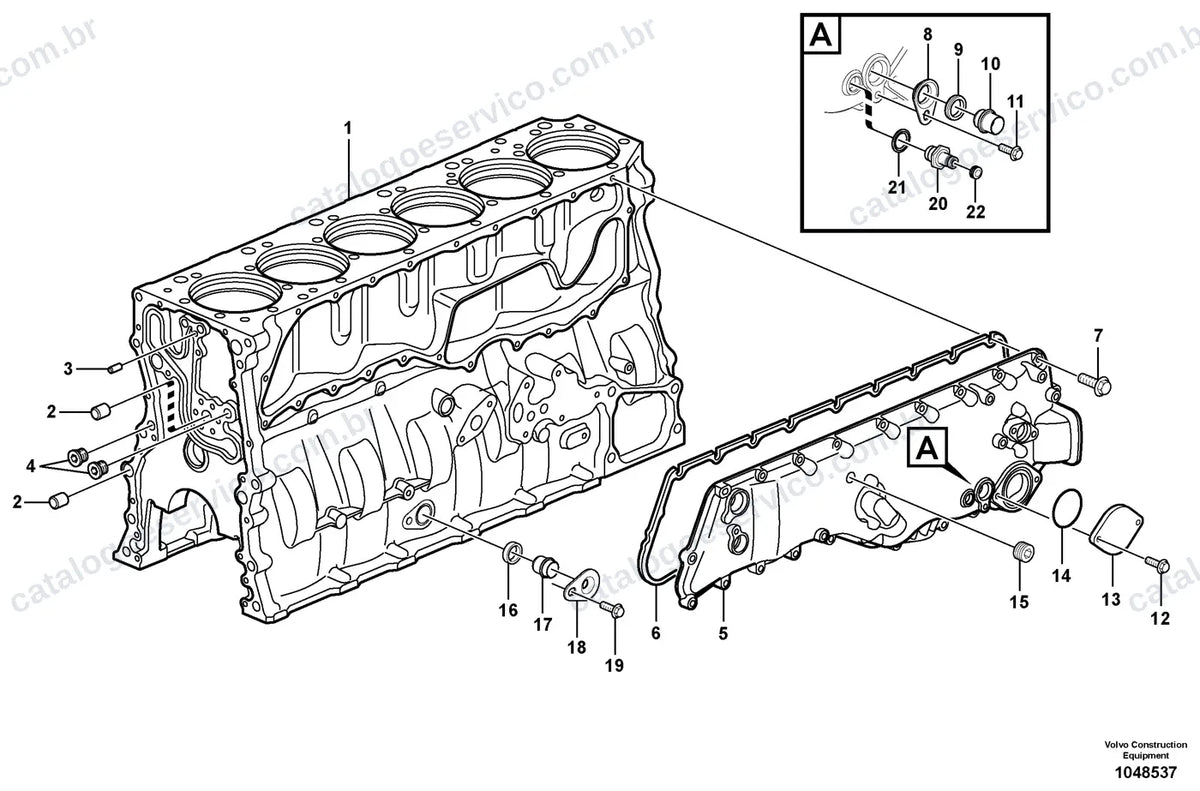 Vista explodida – motor – Catálogo de Peças Volvo FBR2800C