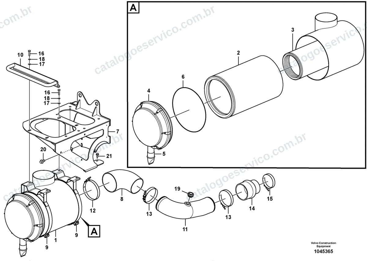 Vista explodida – motor – Catálogo de Peças Volvo FBR2800C