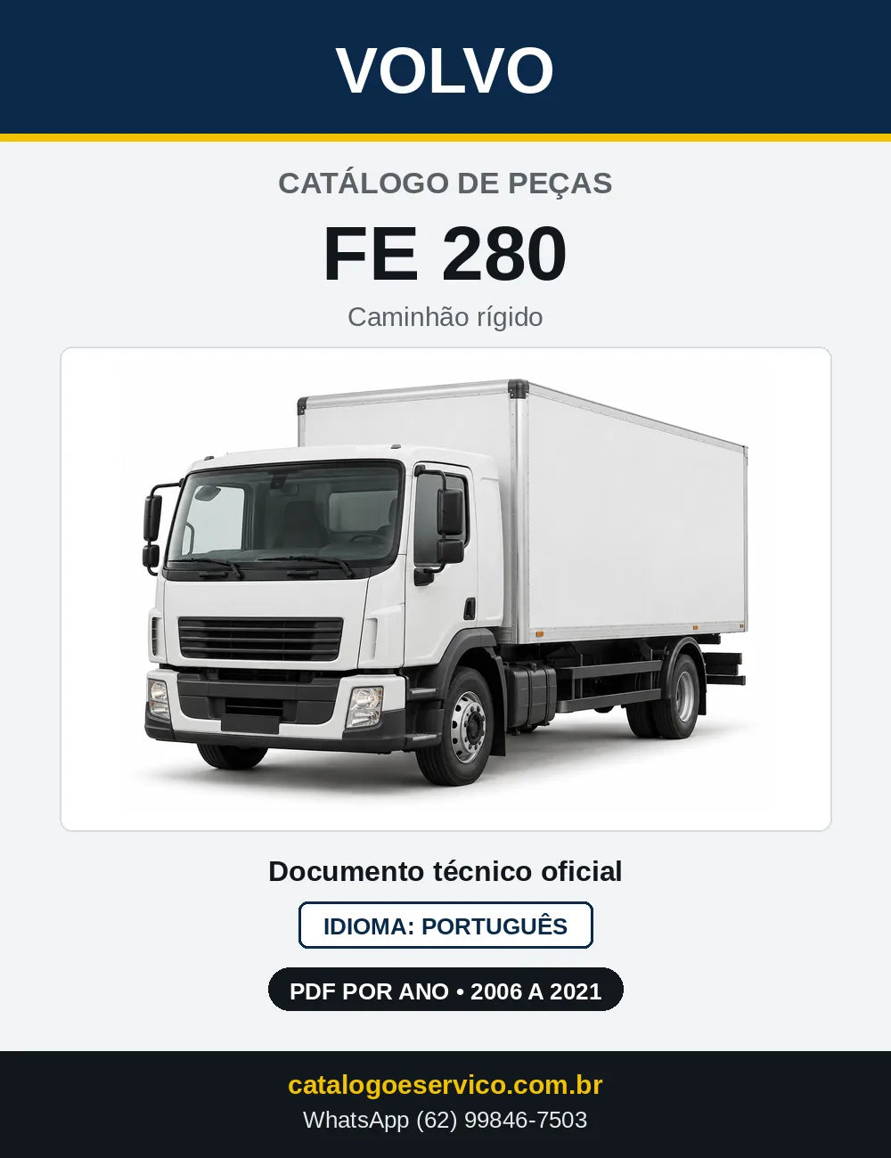 Capa do Catálogo de Peças Volvo FE 280 – caminhão