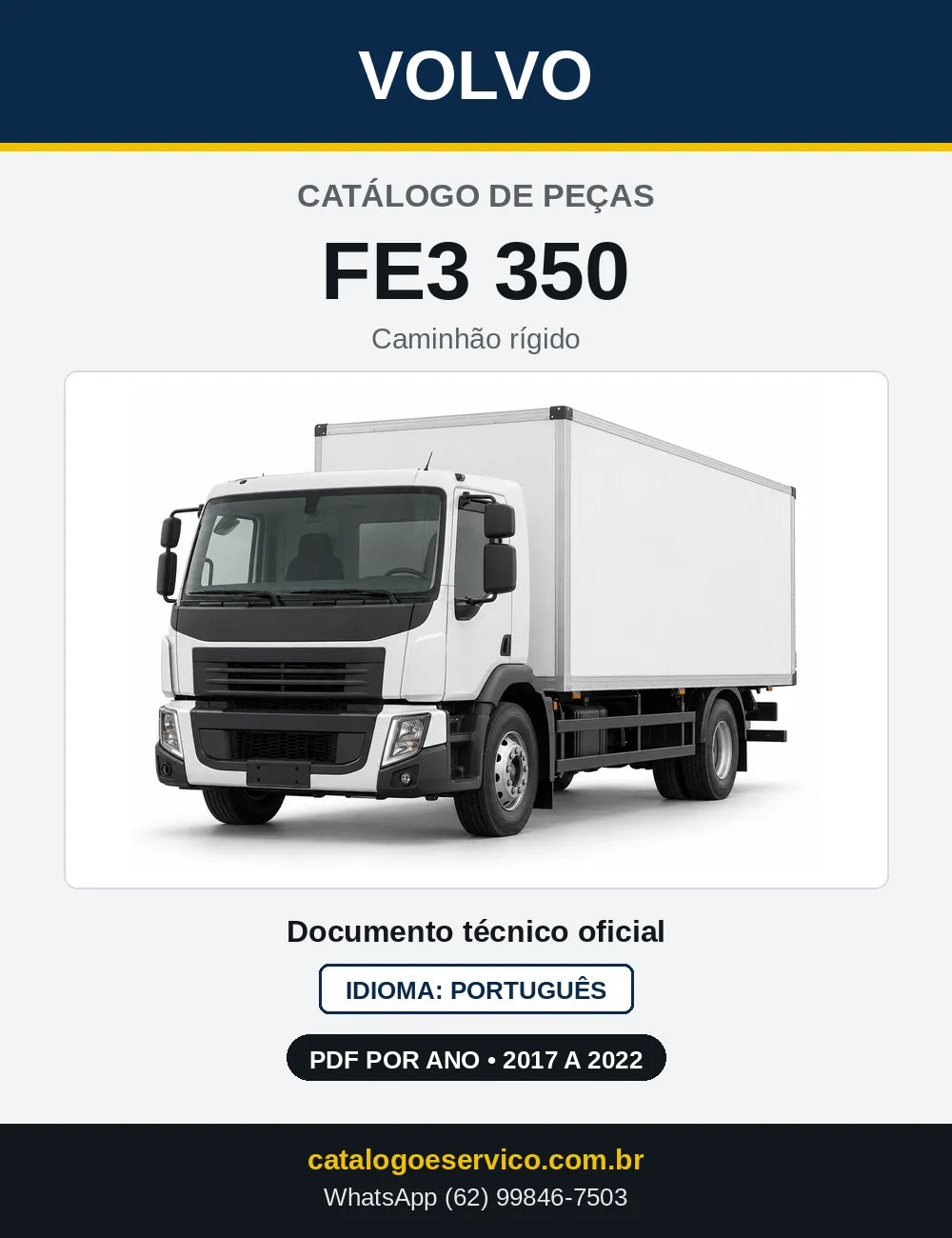 Capa do Catálogo de Peças Volvo FE3 350 – caminhão