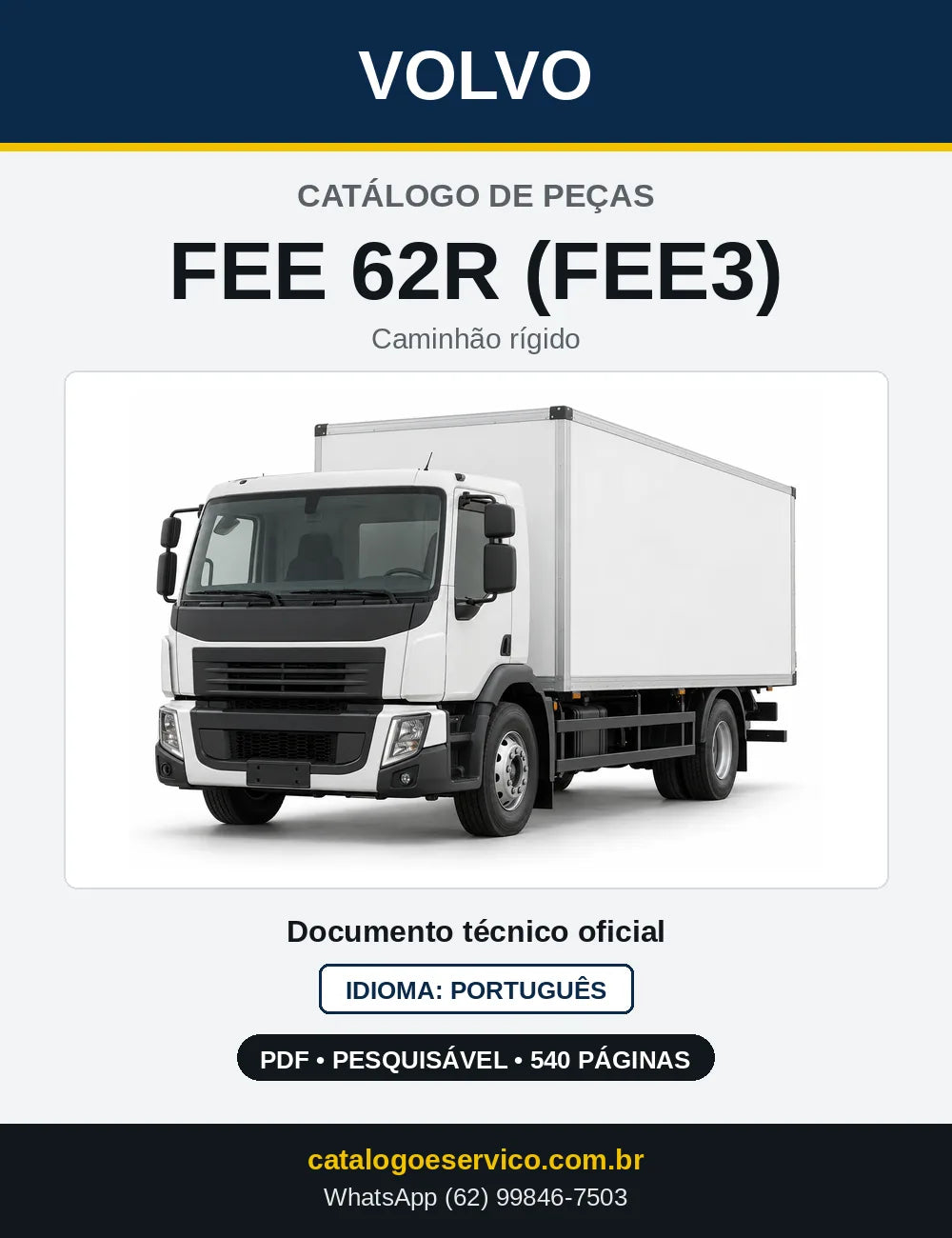 Capa do Catálogo de Peças Volvo FEE 62R (FEE3) – caminhão