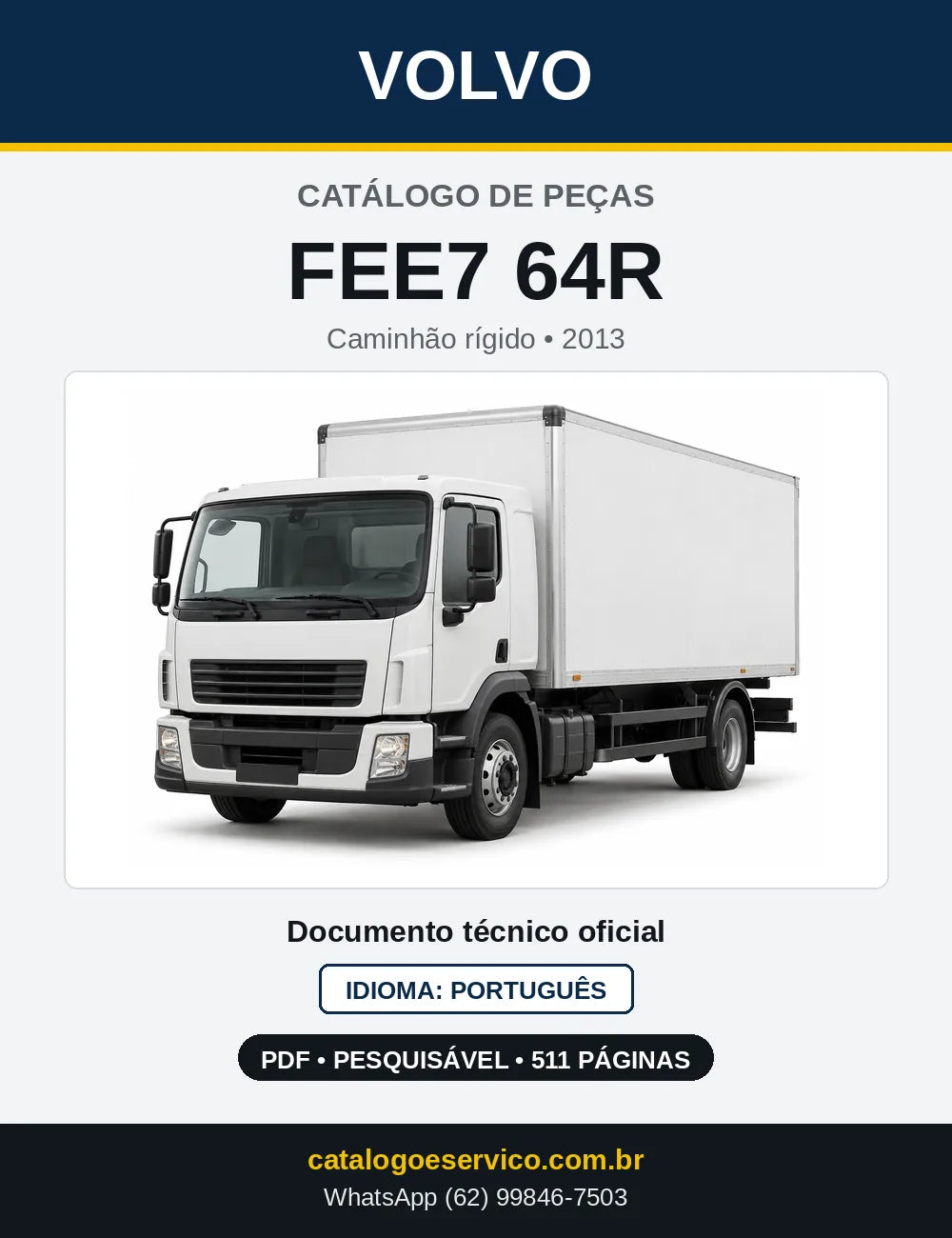 Capa do Catálogo de Peças Volvo FEE7 64R – caminhão