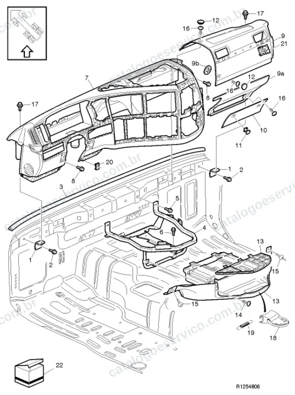 Vista explodida – carroceria, cabina e interior – Catálogo de Peças Volvo FH 420
