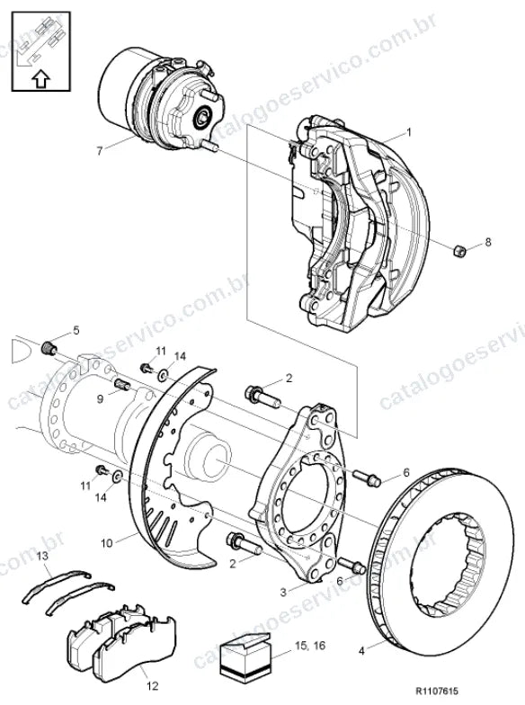 Vista explodida – freio – Catálogo de Peças Volvo FH 750