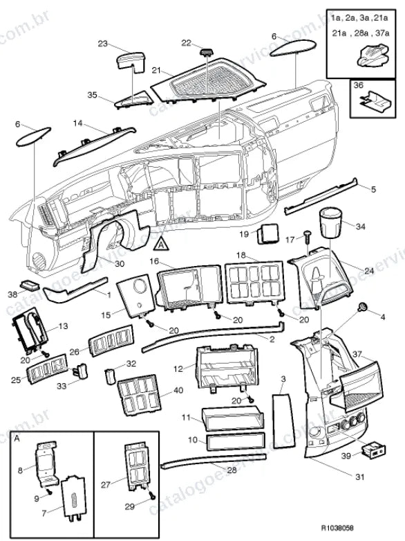 Vista explodida – carroceria, cabina e interior – Catálogo de Peças Volvo FH13 62R