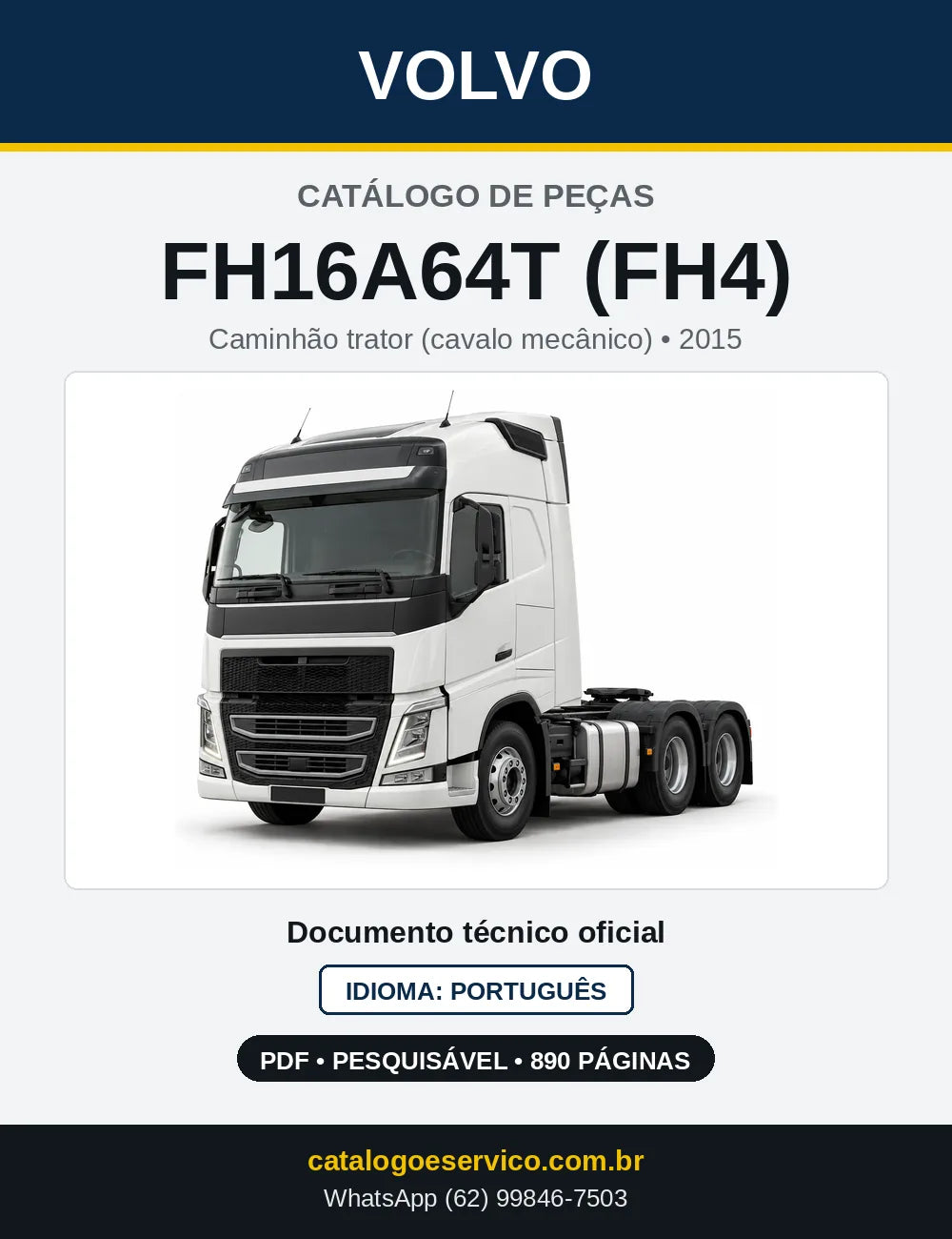 Capa do Catálogo de Peças Volvo FH16A64T (FH4) – caminhão